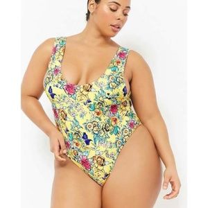 yellow floral one piece